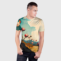 Футболка спортивная мужская Сюрреалистичный пейзаж с цветами, цвет: 3D-принт — фото 2