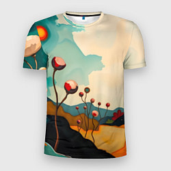 Футболка спортивная мужская Сюрреалистичный пейзаж с цветами, цвет: 3D-принт