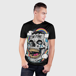 Футболка спортивная мужская Skull and rainbow - im fine, цвет: 3D-принт — фото 2