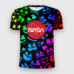 Футболка спортивная мужская Marshmello x NASA gradient, цвет: 3D-принт