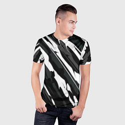 Футболка спортивная мужская Разводы белым на черном, цвет: 3D-принт — фото 2