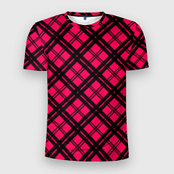 Футболка спортивная мужская Чёрно-розовый крупная клетка, цвет: 3D-принт