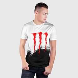 Футболка спортивная мужская Monster energy чёрно белые краски, цвет: 3D-принт — фото 2
