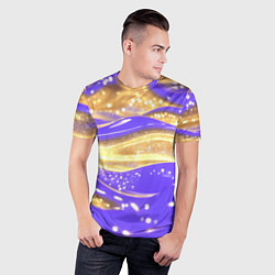 Футболка спортивная мужская Фиолетово-золотая жидкая текстура, цвет: 3D-принт — фото 2