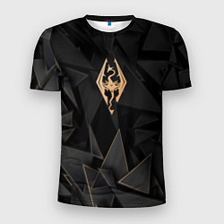 Мужская спорт-футболка Skyrim golden poly