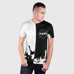 Футболка спортивная мужская Nasa черно белый огонь, цвет: 3D-принт — фото 2