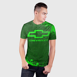 Футболка спортивная мужская Chevrolet - green gradient, цвет: 3D-принт — фото 2