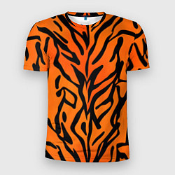 Футболка спортивная мужская Тигровый огненный паттерн, цвет: 3D-принт