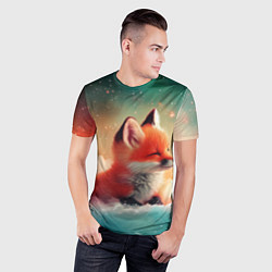 Футболка спортивная мужская Милый лисенок спит на облаке, цвет: 3D-принт — фото 2