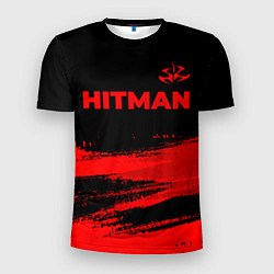 Мужская спорт-футболка Hitman - red gradient посередине