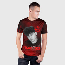 Футболка спортивная мужская Сектор газа красный фон, цвет: 3D-принт — фото 2