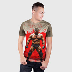 Футболка спортивная мужская Реслер на красном, цвет: 3D-принт — фото 2