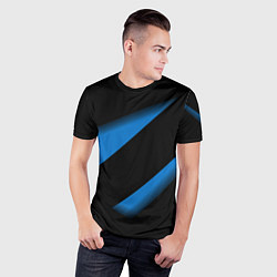 Футболка спортивная мужская Color blue black line, цвет: 3D-принт — фото 2
