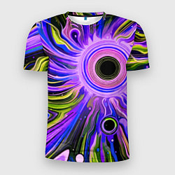 Футболка спортивная мужская Абстрактный неоновый космос - чёрная дыра, цвет: 3D-принт
