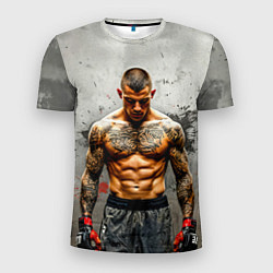 Футболка спортивная мужская Дастин Порье на сером, цвет: 3D-принт