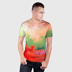 Футболка спортивная мужская Красные и зеленые облака, цвет: 3D-принт — фото 2