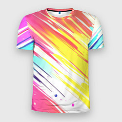 Футболка спортивная мужская Брызги краски на белом фоне, цвет: 3D-принт