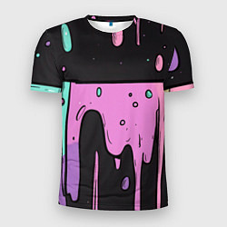 Футболка спортивная мужская Стекающая краска текстура, цвет: 3D-принт