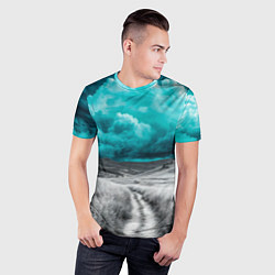 Футболка спортивная мужская Монохромное поле и сине-зеленое небо - природный п, цвет: 3D-принт — фото 2