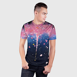 Футболка спортивная мужская Розово-синяя текстура, цвет: 3D-принт — фото 2