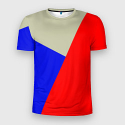 Футболка спортивная мужская Серо-сине-красный трёхцветный, цвет: 3D-принт