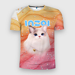 Мужская спорт-футболка Inzoi кошечка на блестящем фоне