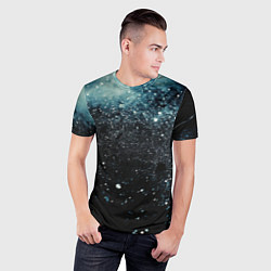 Футболка спортивная мужская Черно-синий текстурный фон, цвет: 3D-принт — фото 2