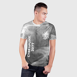 Футболка спортивная мужская Cyberpunk 2077 - grey gradient вертикально, цвет: 3D-принт — фото 2