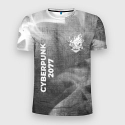 Футболка спортивная мужская Cyberpunk 2077 - grey gradient вертикально, цвет: 3D-принт
