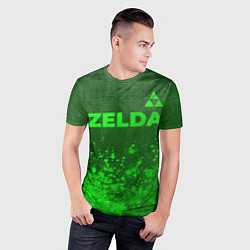 Футболка спортивная мужская Zelda - green gradient посередине, цвет: 3D-принт — фото 2