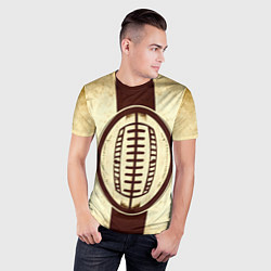 Футболка спортивная мужская Мяч регби на бежевом, цвет: 3D-принт — фото 2