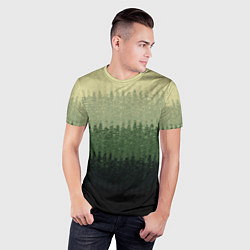 Футболка спортивная мужская Зелёный полосами от светлого к тёмному текстурные, цвет: 3D-принт — фото 2