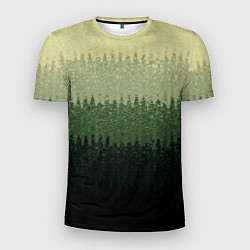 Футболка спортивная мужская Зелёный полосами от светлого к тёмному текстурные, цвет: 3D-принт