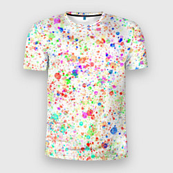 Футболка спортивная мужская Белый с разноцветными брызгами, цвет: 3D-принт