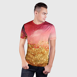 Футболка спортивная мужская Золотая пыльца на розовой текстуре, цвет: 3D-принт — фото 2