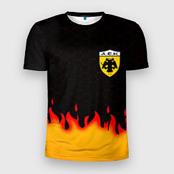 Мужская спорт-футболка AEK fire hexagon