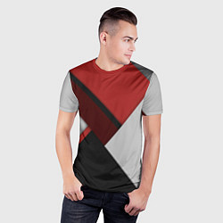 Футболка спортивная мужская Color black red grey, цвет: 3D-принт — фото 2