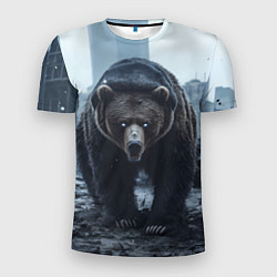 Футболка спортивная мужская Медведь в разрушенном городе, цвет: 3D-принт