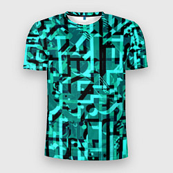 Футболка спортивная мужская Неоновый голубой объёмный эффект, цвет: 3D-принт