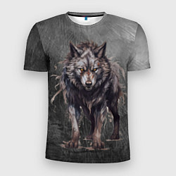 Мужская спорт-футболка The fierce wolf