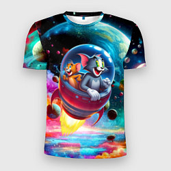 Футболка спортивная мужская Том и Джерри летят в ракете - нейроарт, цвет: 3D-принт