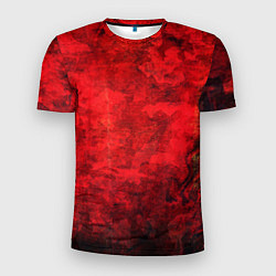 Мужская спорт-футболка Абстракция - red shabby wall
