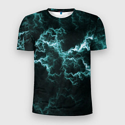 Мужская спорт-футболка Lightning light blue line