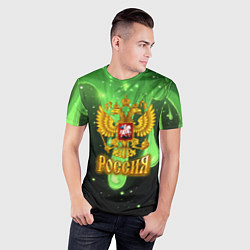 Футболка спортивная мужская Герб России - неоновый фон, цвет: 3D-принт — фото 2