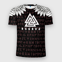 Футболка спортивная мужская Асгард на фоне рун и валькнут, цвет: 3D-принт