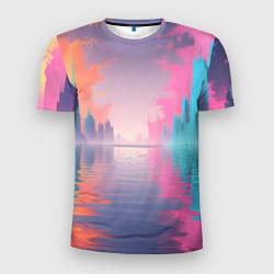 Футболка спортивная мужская Город в розовом тумане, цвет: 3D-принт
