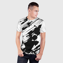 Футболка спортивная мужская Брызги и штрихи черной краски, цвет: 3D-принт — фото 2