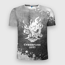 Мужская спорт-футболка Cyberpunk 2077 - grey gradient