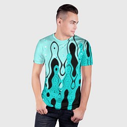 Футболка спортивная мужская Чёрно-голубой абстракция, цвет: 3D-принт — фото 2