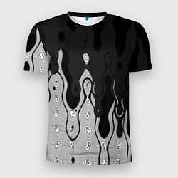 Мужская спорт-футболка Чёрно-белый абстракция стекающаяся